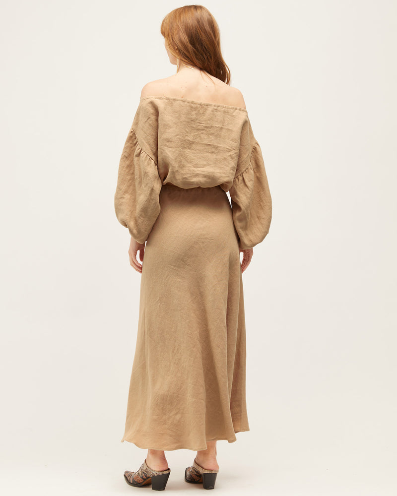 WRAY SKIRT | CAMEL WASHED LINEN