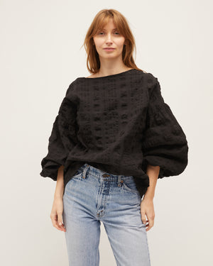 BELLA BLOUSE | BLACK RAISED PLAID