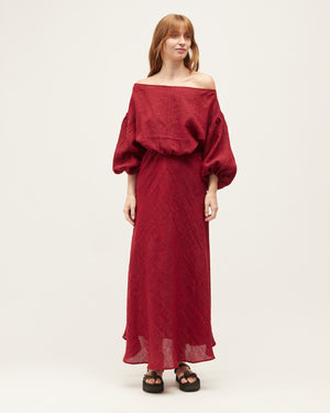 
            
                Load image into Gallery viewer, LOUIE DRESS | RED SHOT LINEN
            
        