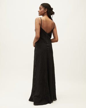 Sloane Dress / Black Textured Linen