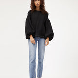Bella Blouse | Black Contrast Linen
