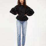Bella Blouse | Black Contrast Linen