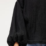 Bella Blouse | Black Contrast Linen