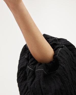 BELLA BLOUSE | BLACK CONTRAST STITCH LINEN