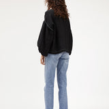 Bella Blouse | Black Contrast Linen