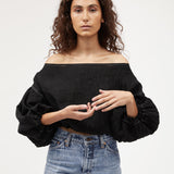 Louie Crop | Black Contrast Linen