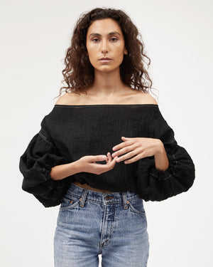 LOUIE CROP | BLACK CONTRAST STITCH