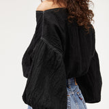 Louie Crop | Black Contrast Linen