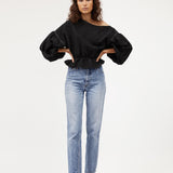 Anna Frill Blouse | Black Contrast Linen