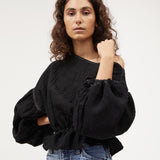 Anna Frill Blouse | Black Contrast Linen