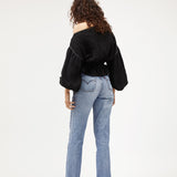 Anna Frill Blouse | Black Contrast Linen