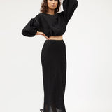 Louie Crop | Black Contrast Linen
