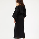 Bias Skirt | Black Contrast Linen