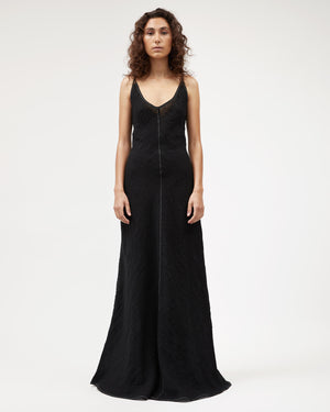 Sloane Dress / Black Textured Linen