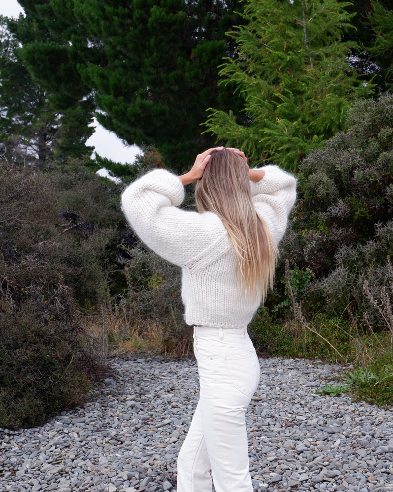 
            
                Load image into Gallery viewer, Hand Knit | Crop Jumper - Cream
            
        