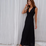 NEXT LIFETIME DRESS | BLACK WASHED LINEN